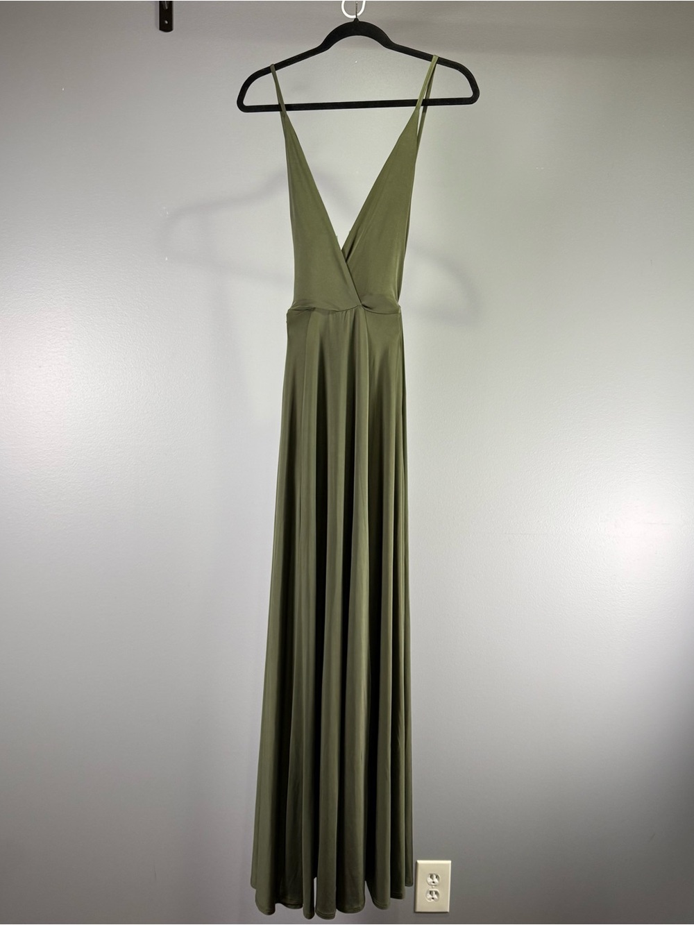 Naked Wardrobe Multiwear Olive Green Plunging V-Neck Maxi Dress Bridesmaid